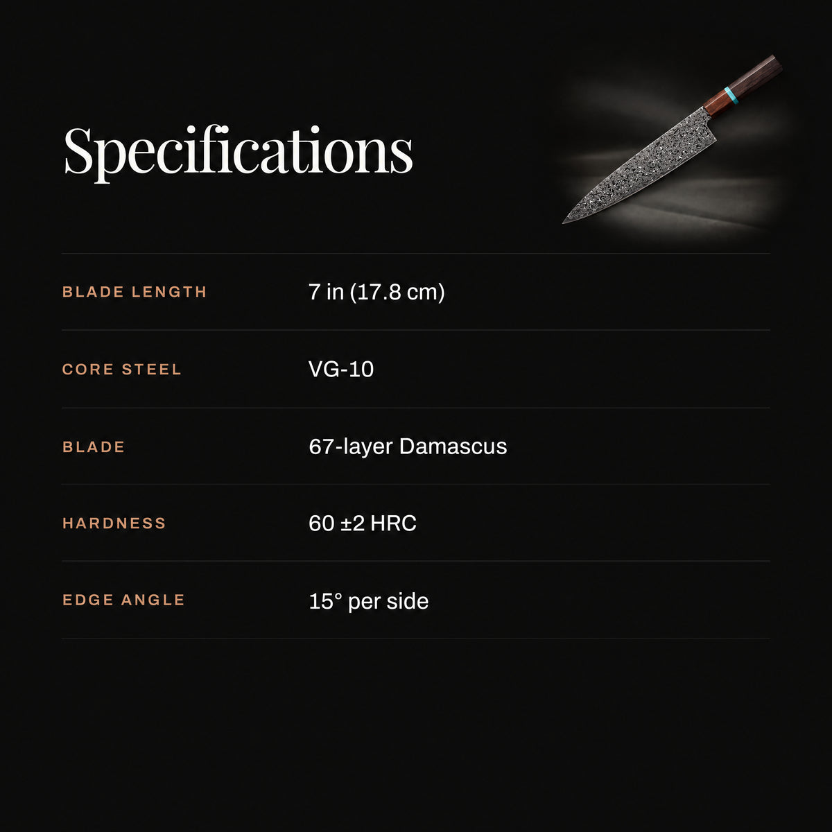 Isamu Gyuto Chef Knife specifications