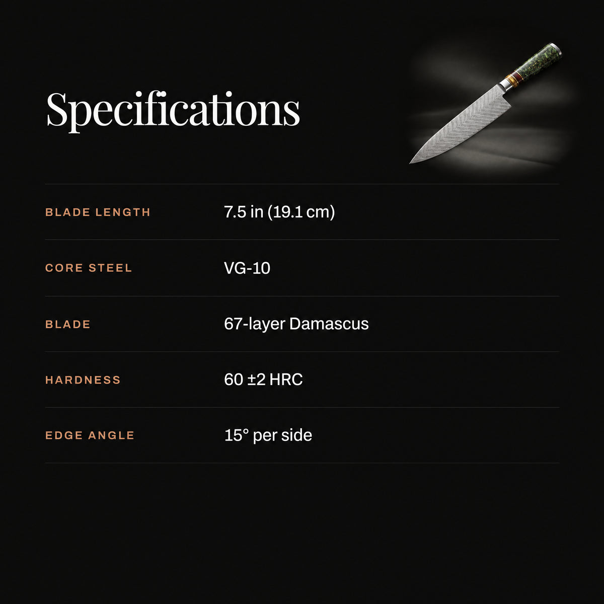 Daigo Gyuto Chef Knife specifications