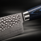Close-up of the genkai gyuto chef knife blade and handle