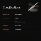 Suijin 9-Inch Gyuto Chef Knife specifications