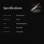 Takamori Gyuto Chef Knife specifications