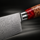 Close-up of the akagi gyuto chef knife blade and handle