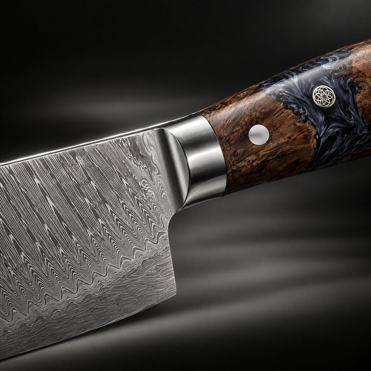 Close-up of the haku gyuto chef knife blade and handle