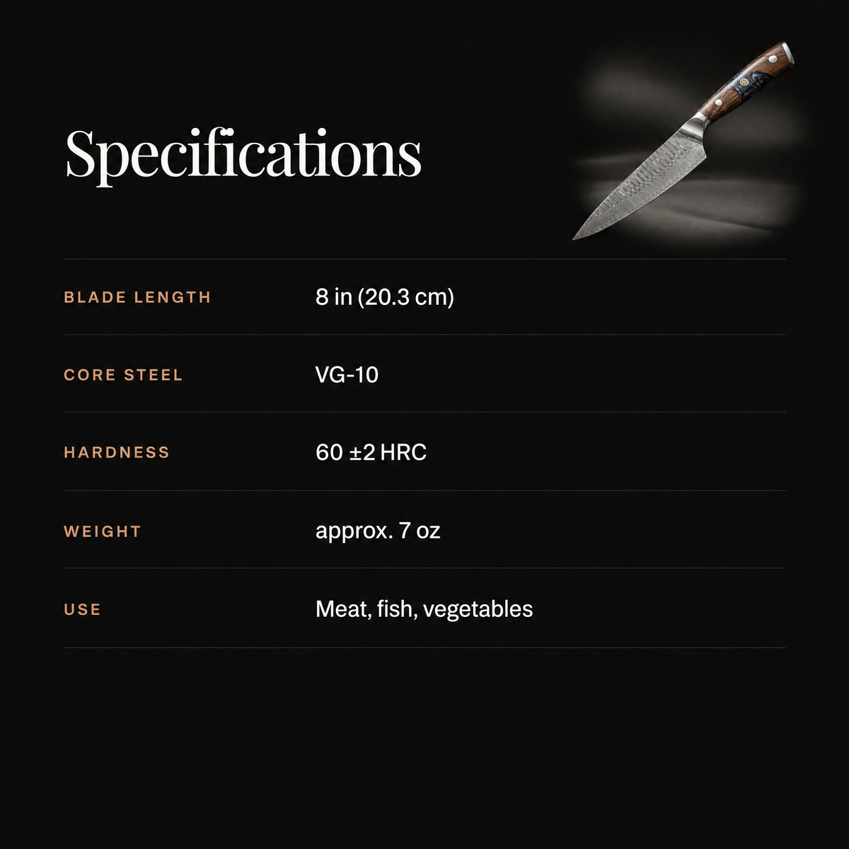 Haku Gyuto Chef Knife specifications