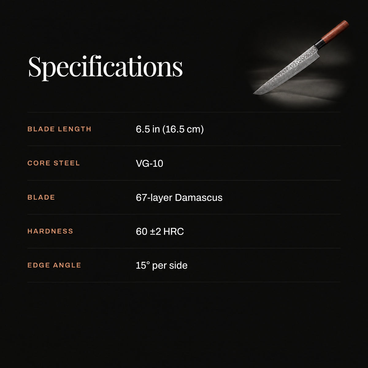 Akitsu Kiritsuke Knife specifications
