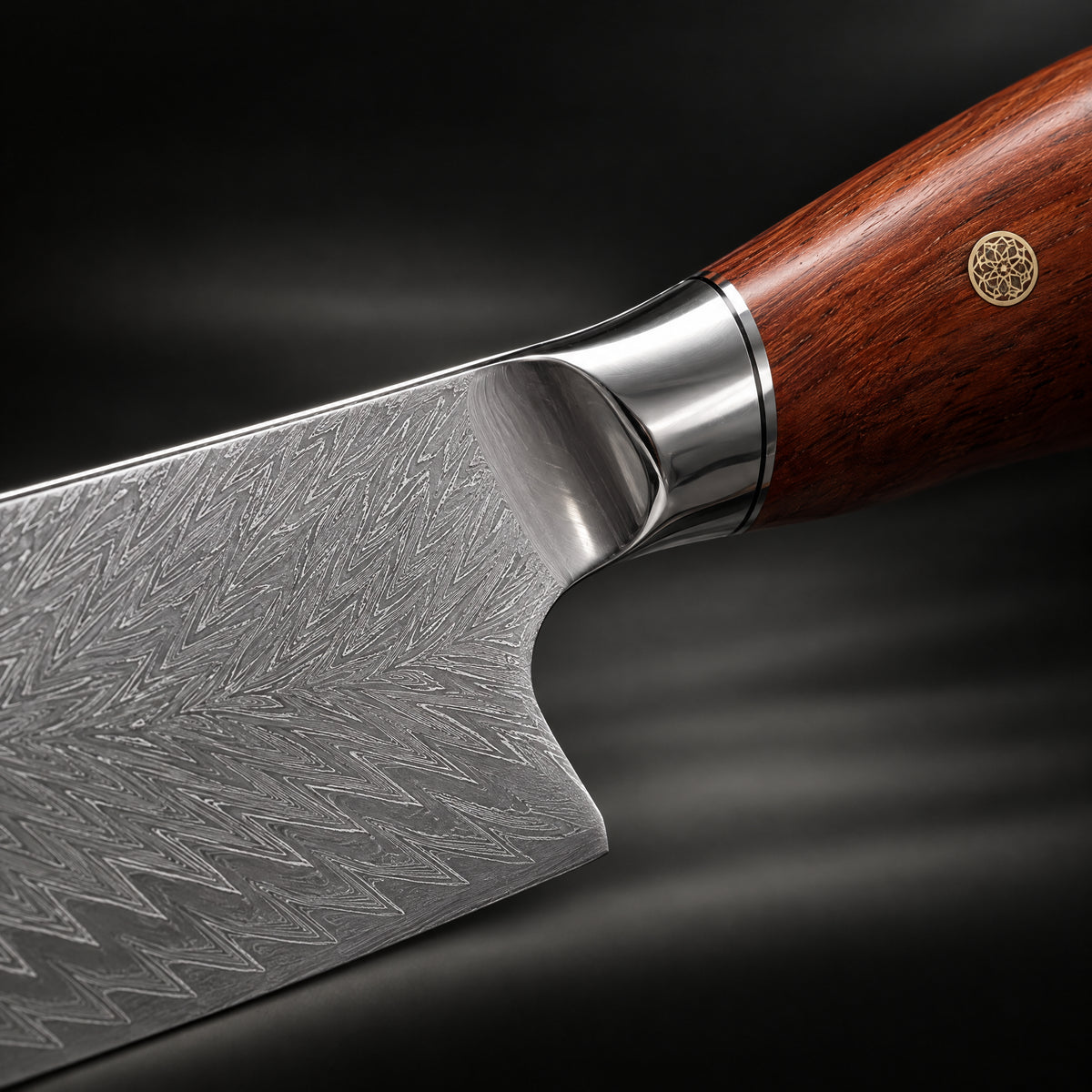 Close-up of the asama kiritsuke knife blade and handle