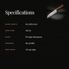 Asahi Kiritsuke Knife specifications