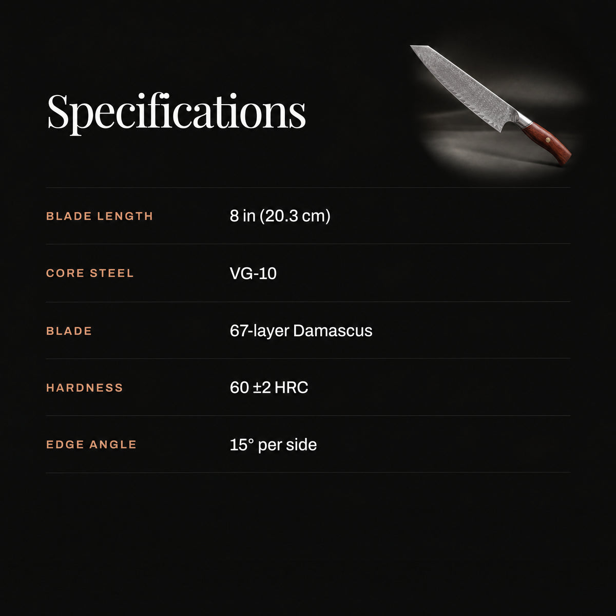 Asama Kiritsuke Knife specifications