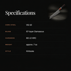 Arashi Kiritsuke Knife specifications