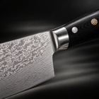 Close-up of the guren kiritsuke knife blade and handle