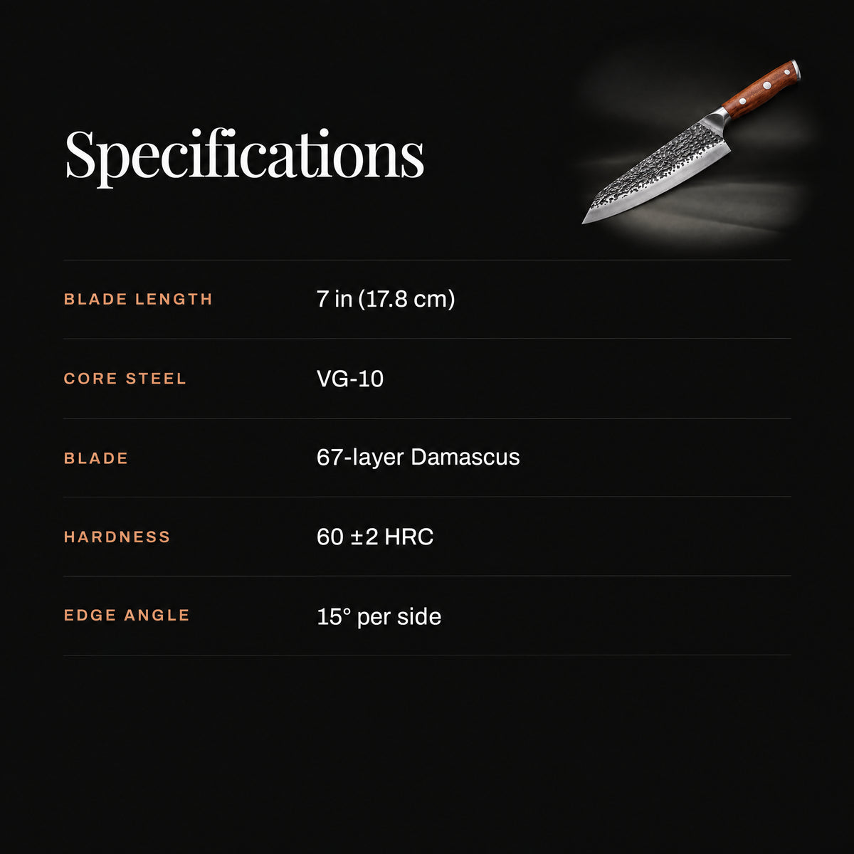 Hagane Kiritsuke Knife specifications