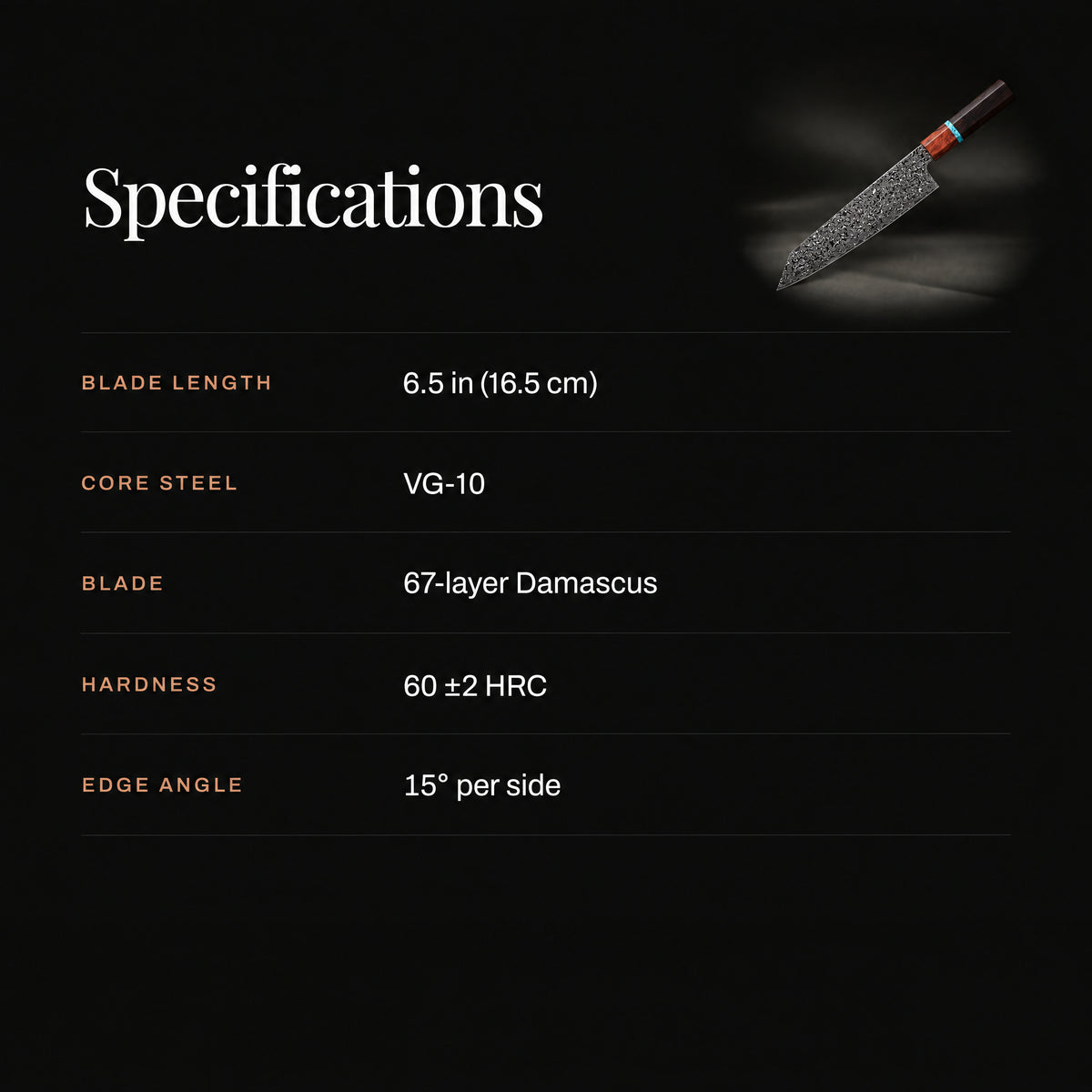 Isamu Kiritsuke Knife specifications