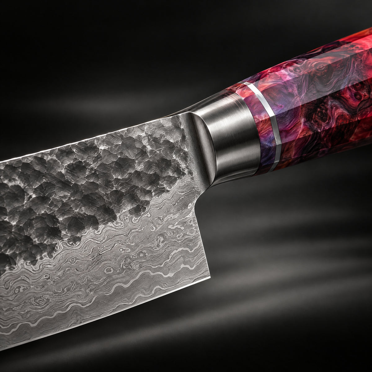 Close-up of the kazan kiritsuke knife blade and handle