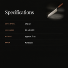 Kenshin Kiritsuke Knife specifications