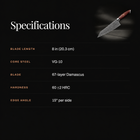 Kurama Kiritsuke Knife specifications