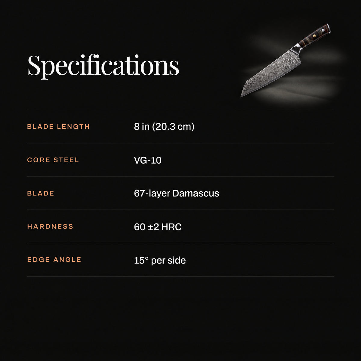 Kongo Kiritsuke Knife specifications