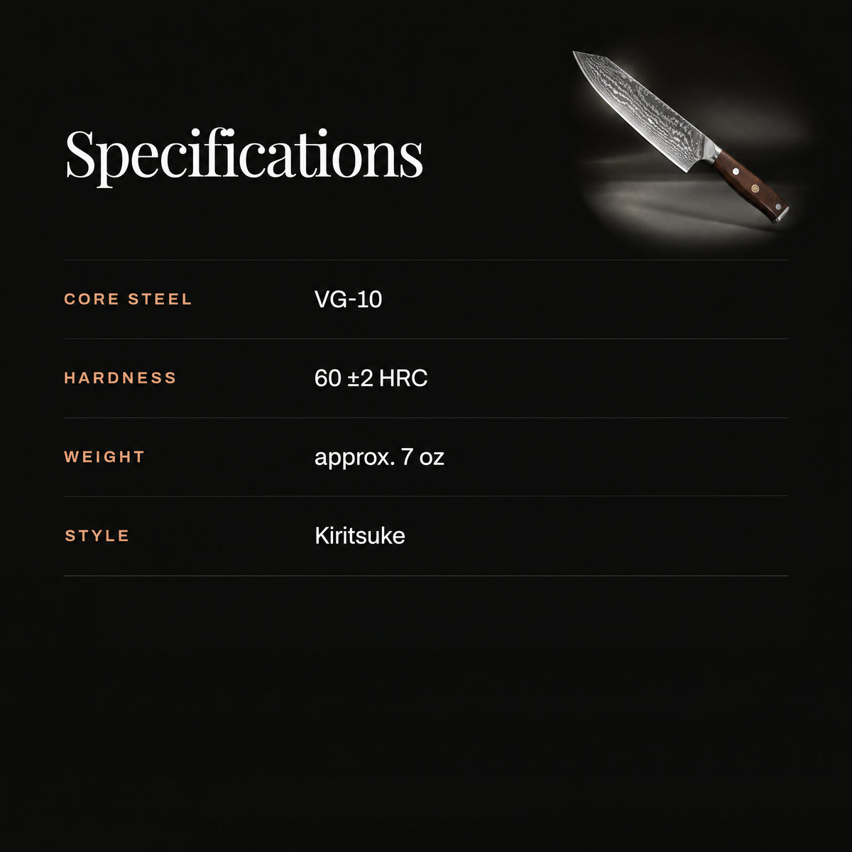 Musashi Kiritsuke Knife specifications