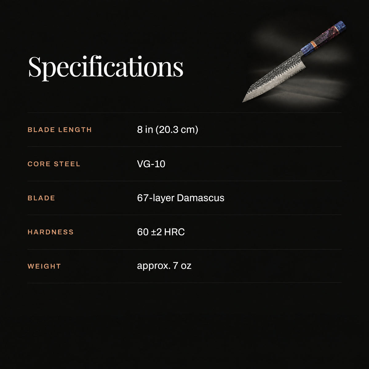 Retsu Kiritsuke Knife specifications