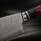 Close-up of the shiden kiritsuke knife blade and handle