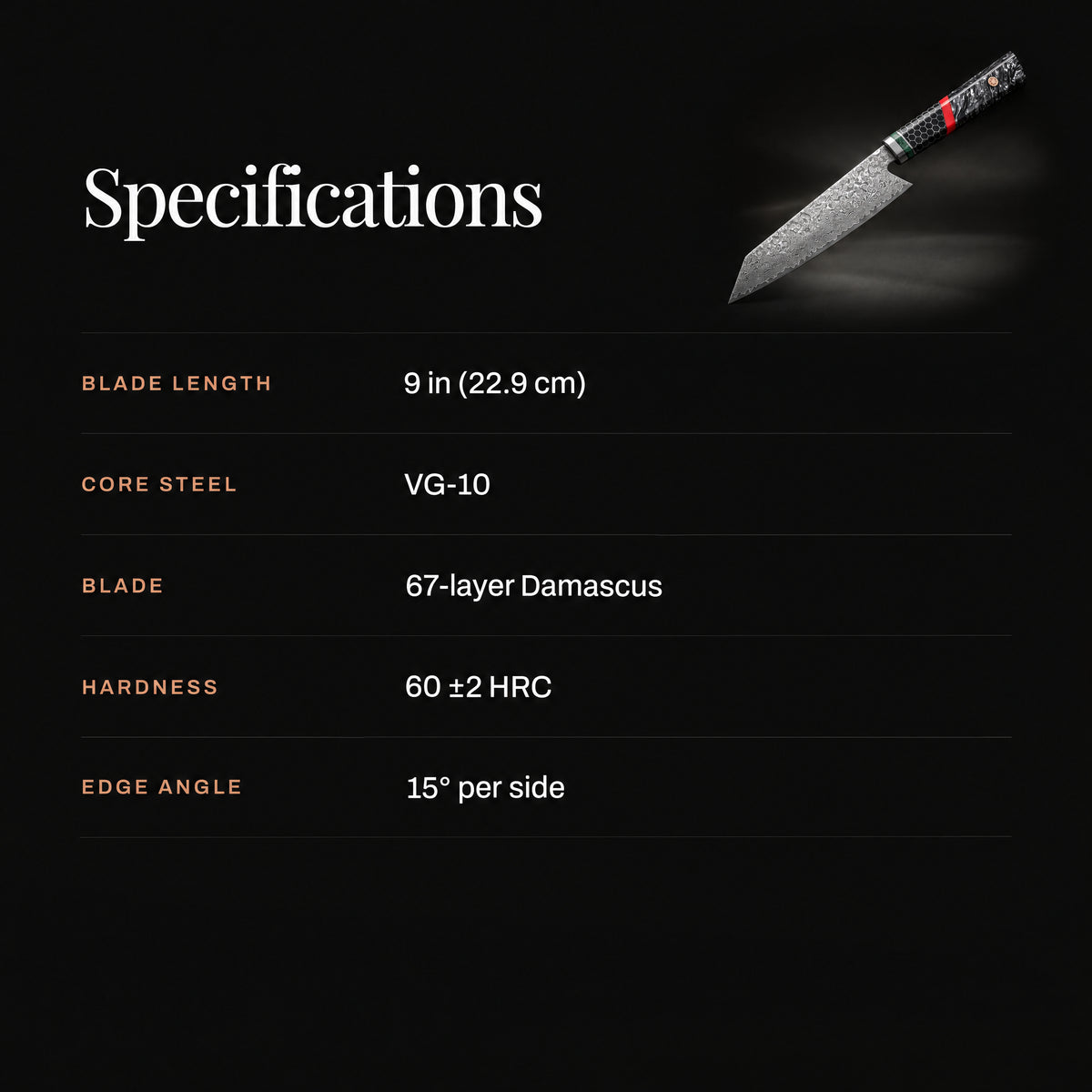 Shingen Kiritsuke Knife specifications