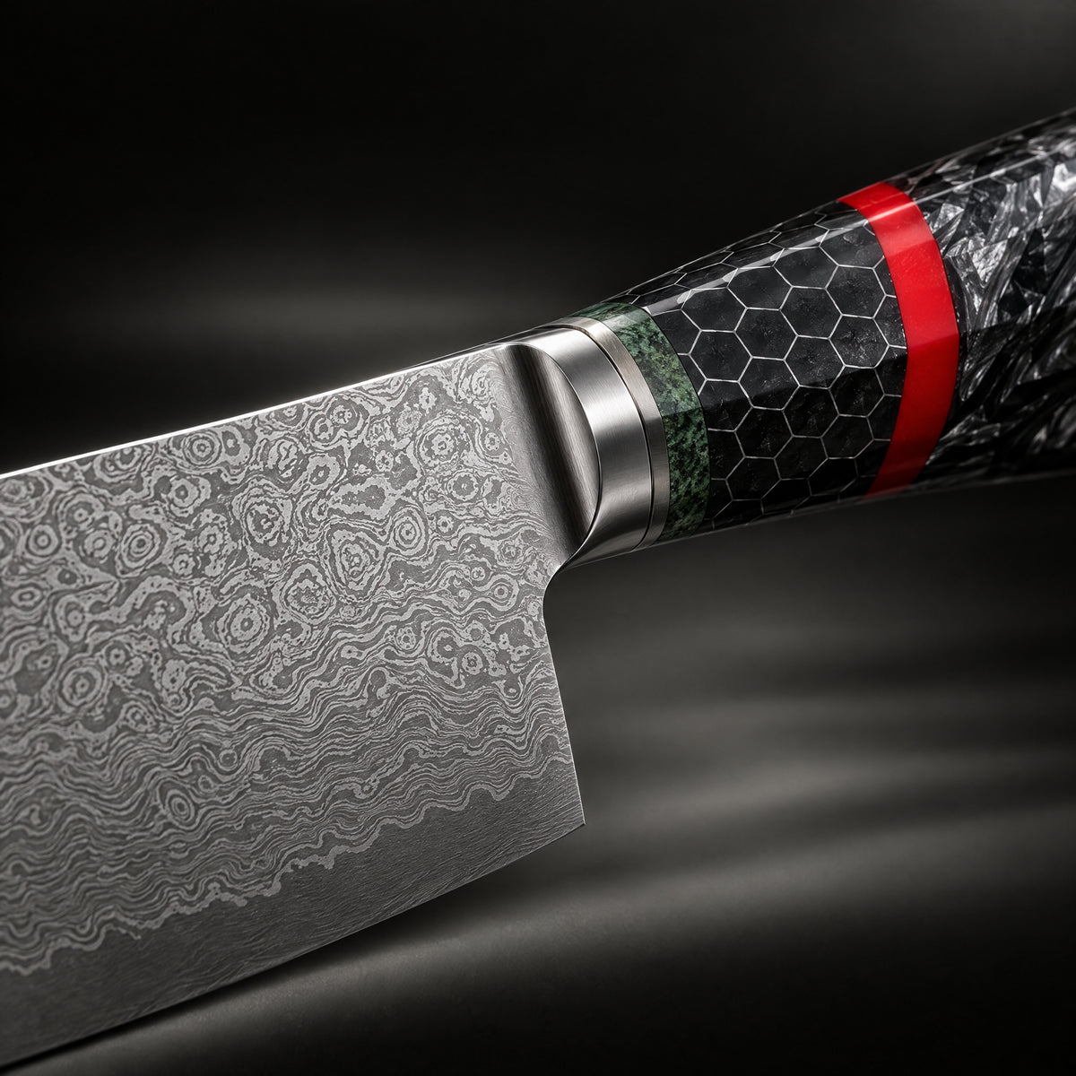 Close-up of the shingen kiritsuke knife blade and handle