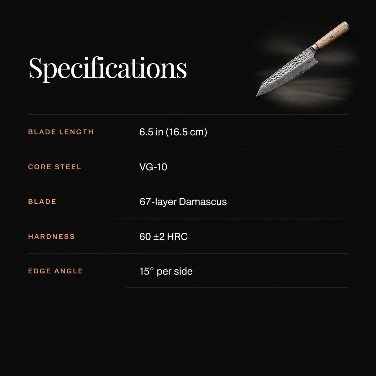 Takumi Kiritsuke Knife specifications