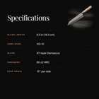 Takumi Kiritsuke Knife specifications