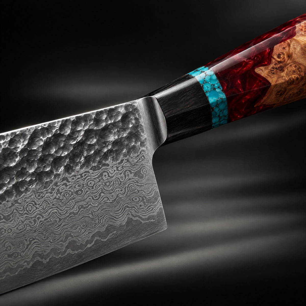 Close-up of the tenryu kiritsuke knife blade and handle