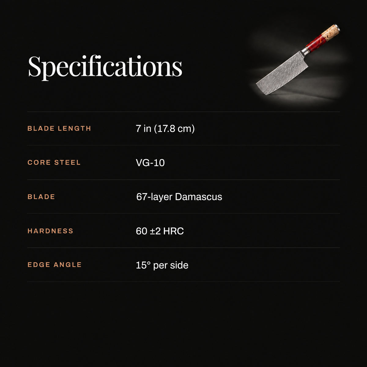 Akagi Nakiri Knife specifications