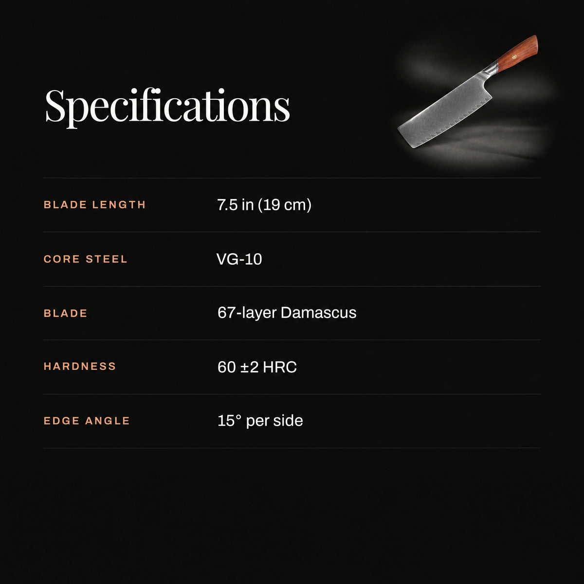 Asama Nakiri Knife specifications