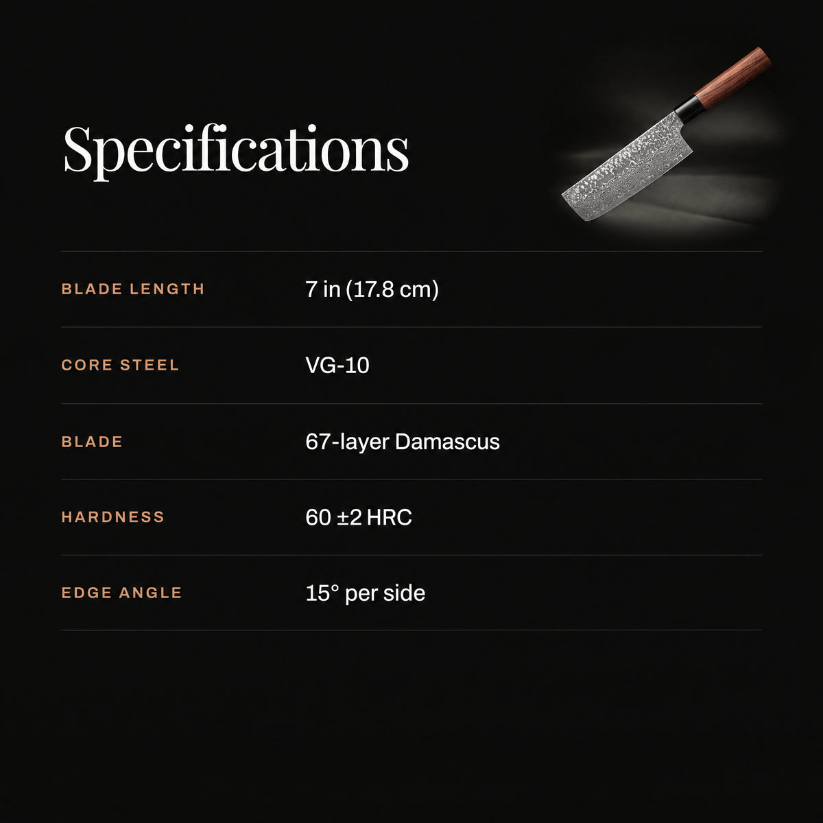 Akitsu Nakiri Knife specifications