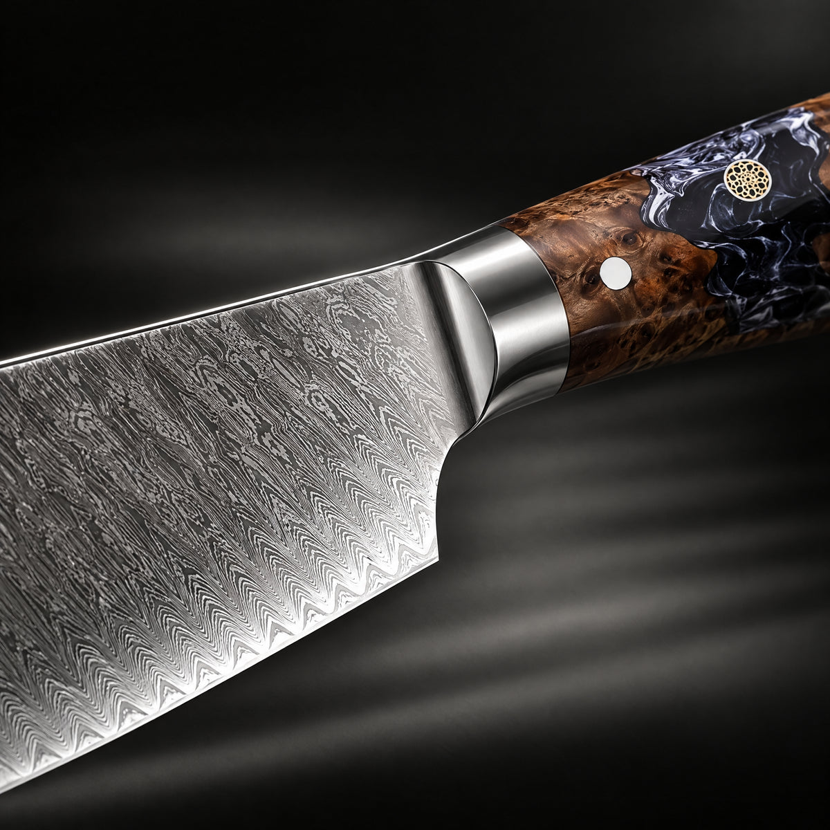 Close-up of the haku nakiri knife blade and handle