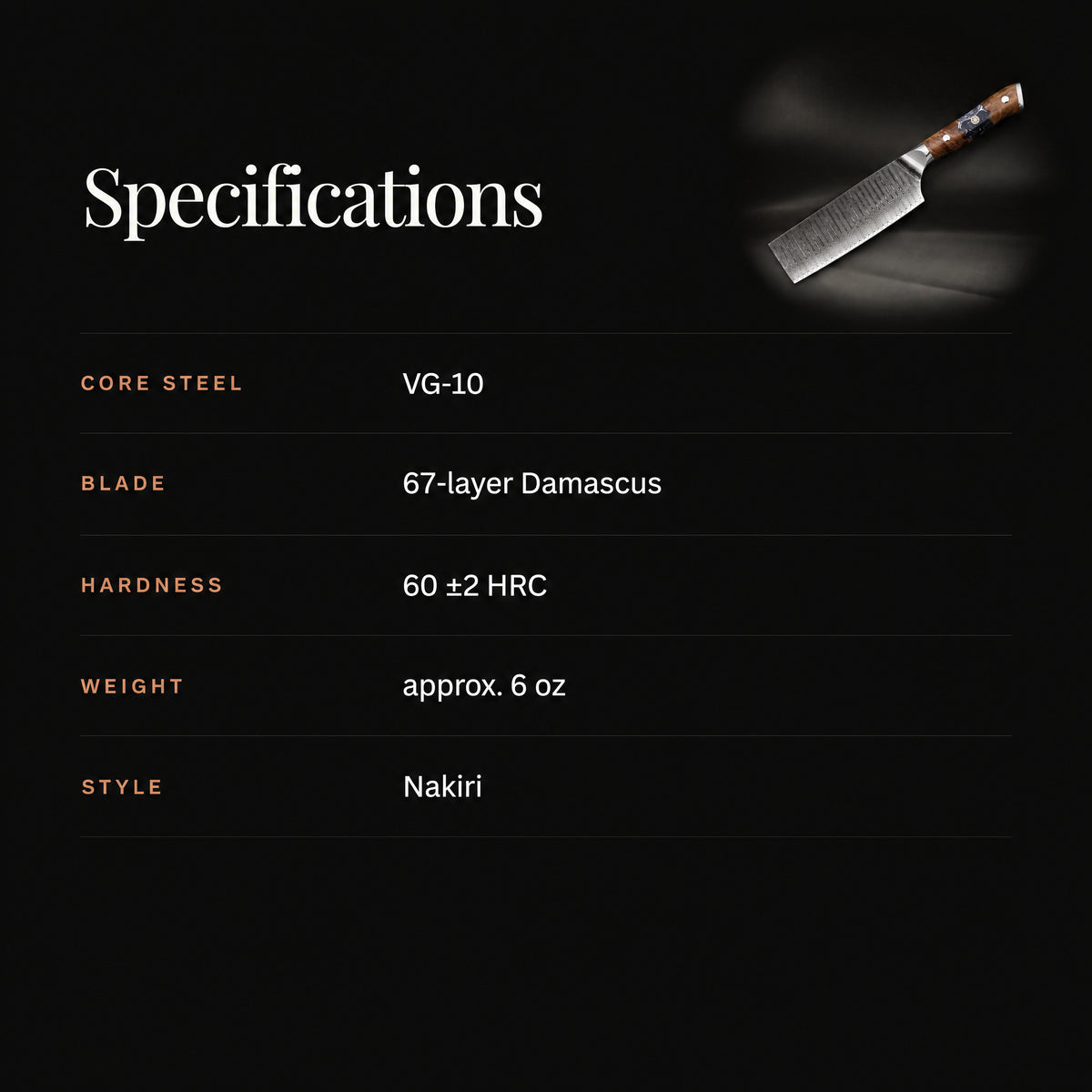 Haku Nakiri Knife specifications