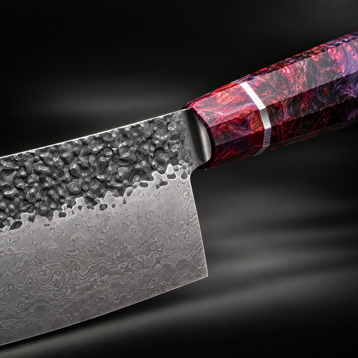 Close-up of the kazan nakiri knife blade and handle