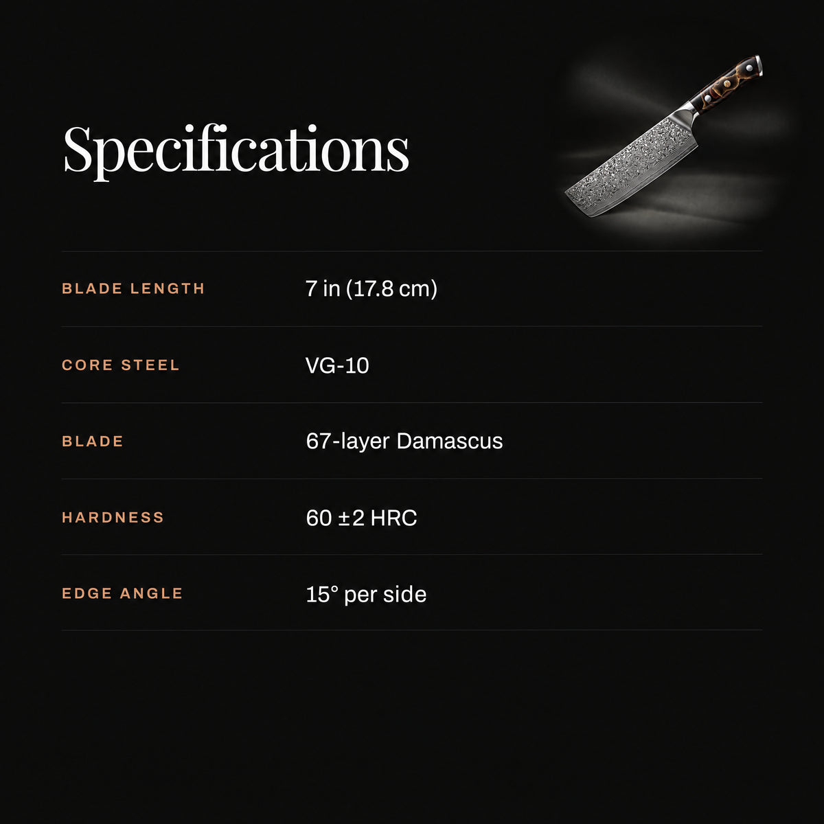 Kongo Nakiri Knife specifications