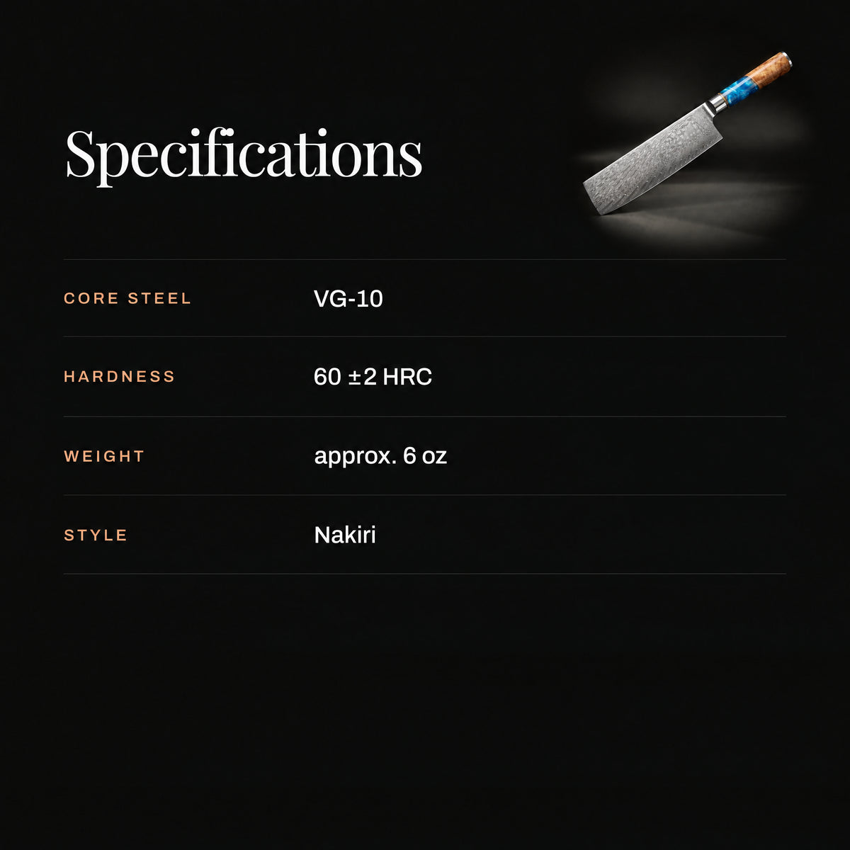 Seiran Nakiri Knife specifications