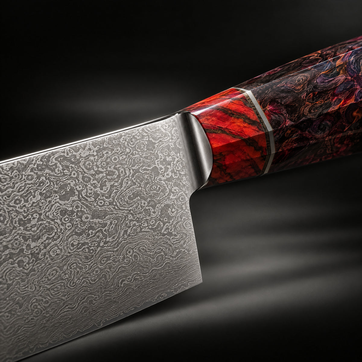 Close-up of the shinzan nakiri knife blade and handle