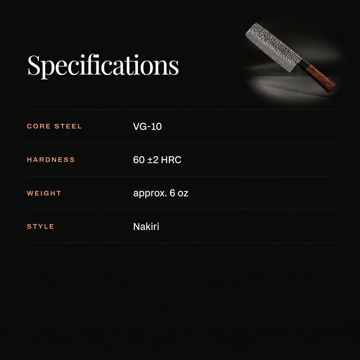 Shizuma Nakiri Knife specifications