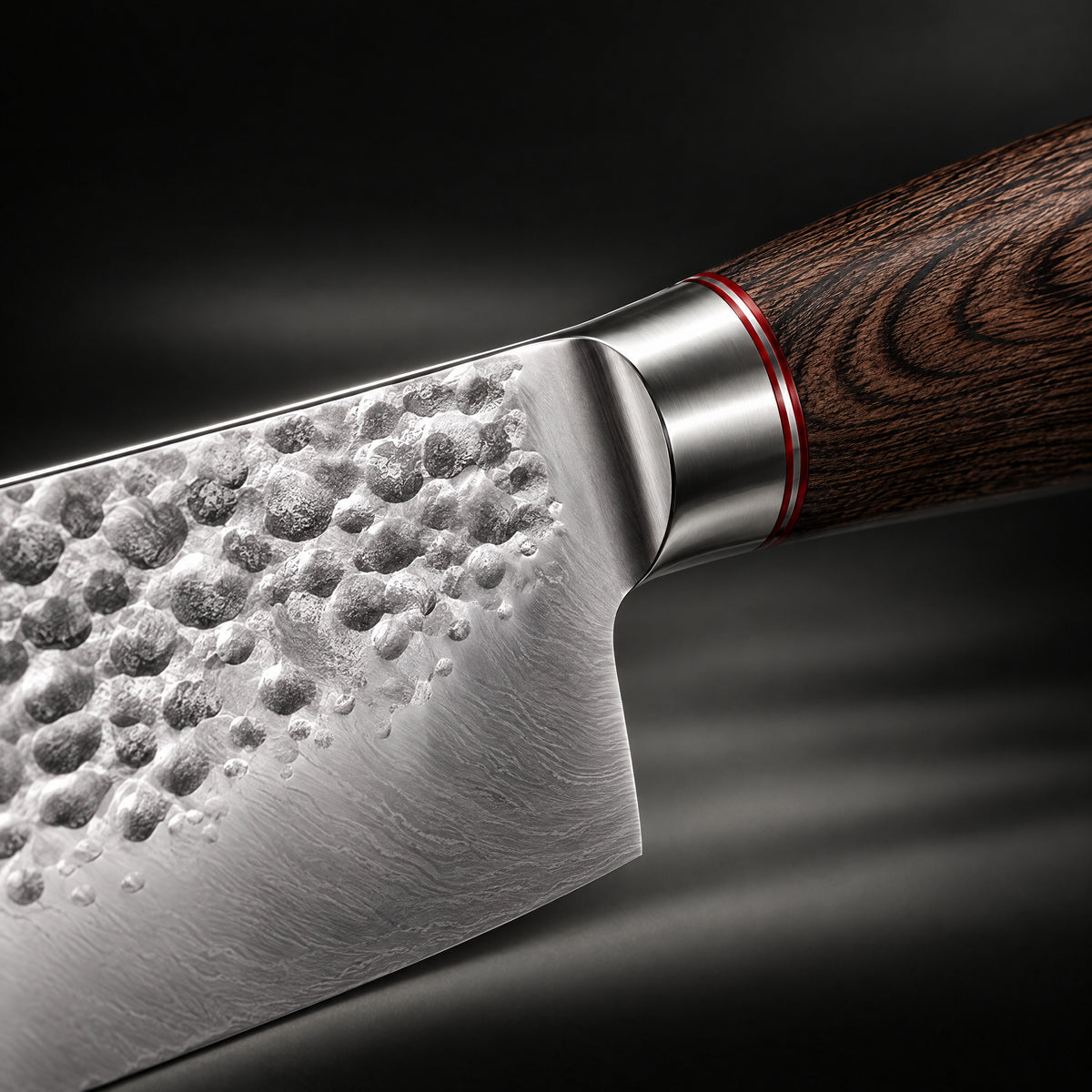 Close-up of the taiga nakiri knife blade and handle