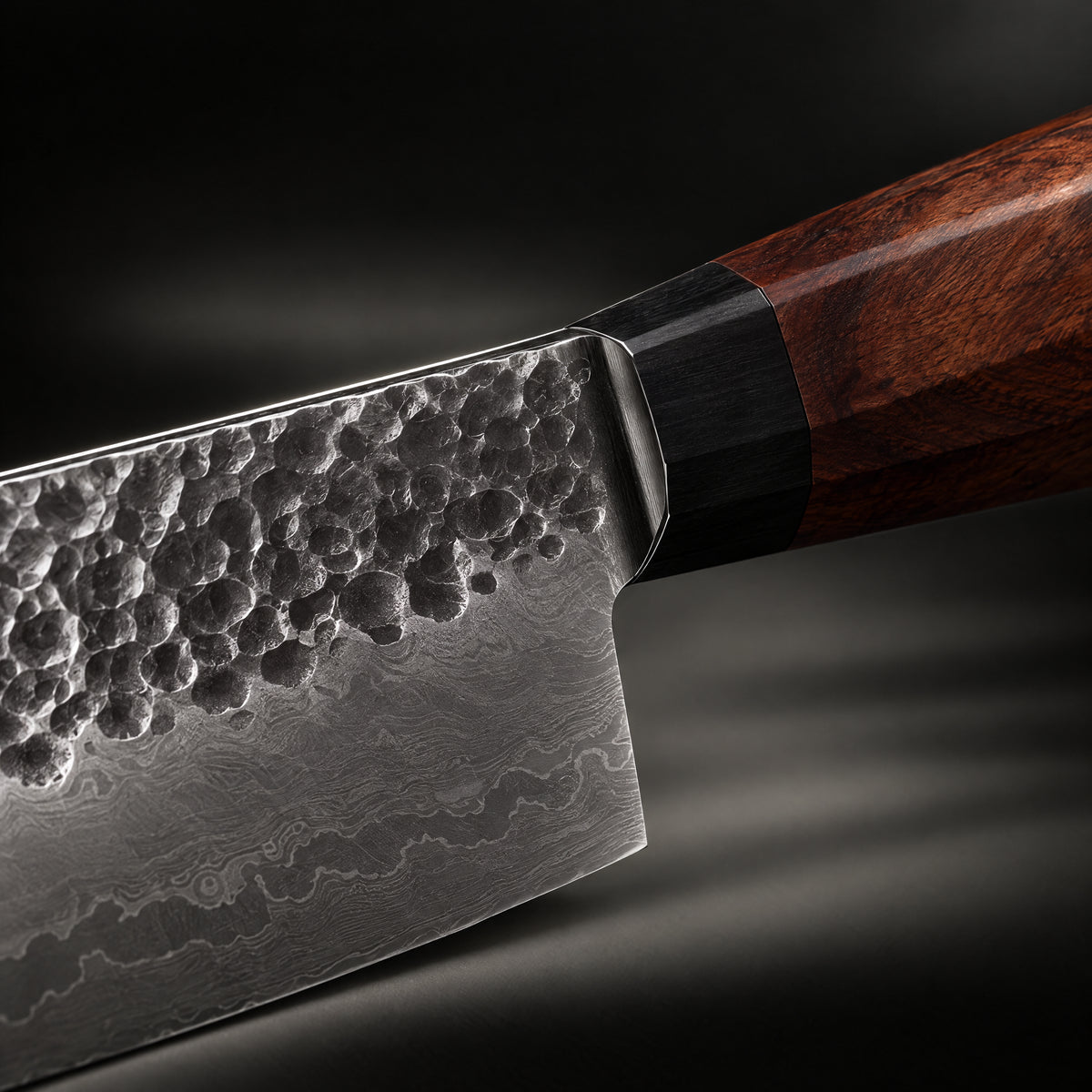 Close-up of the shizuma nakiri knife blade and handle