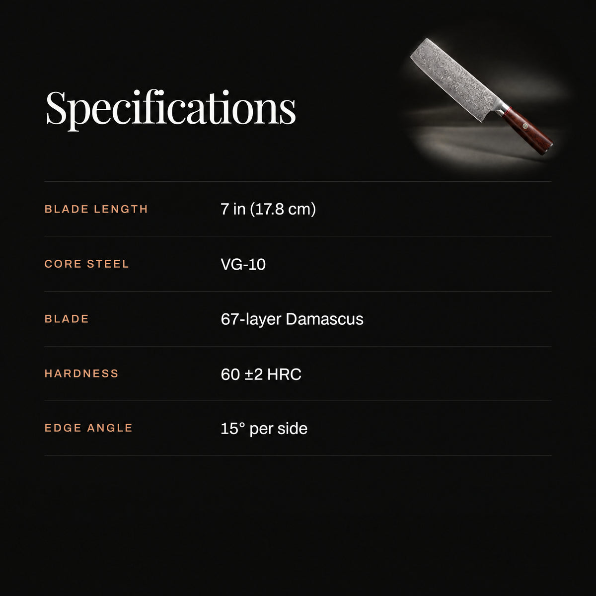 Takamori Nakiri Knife specifications