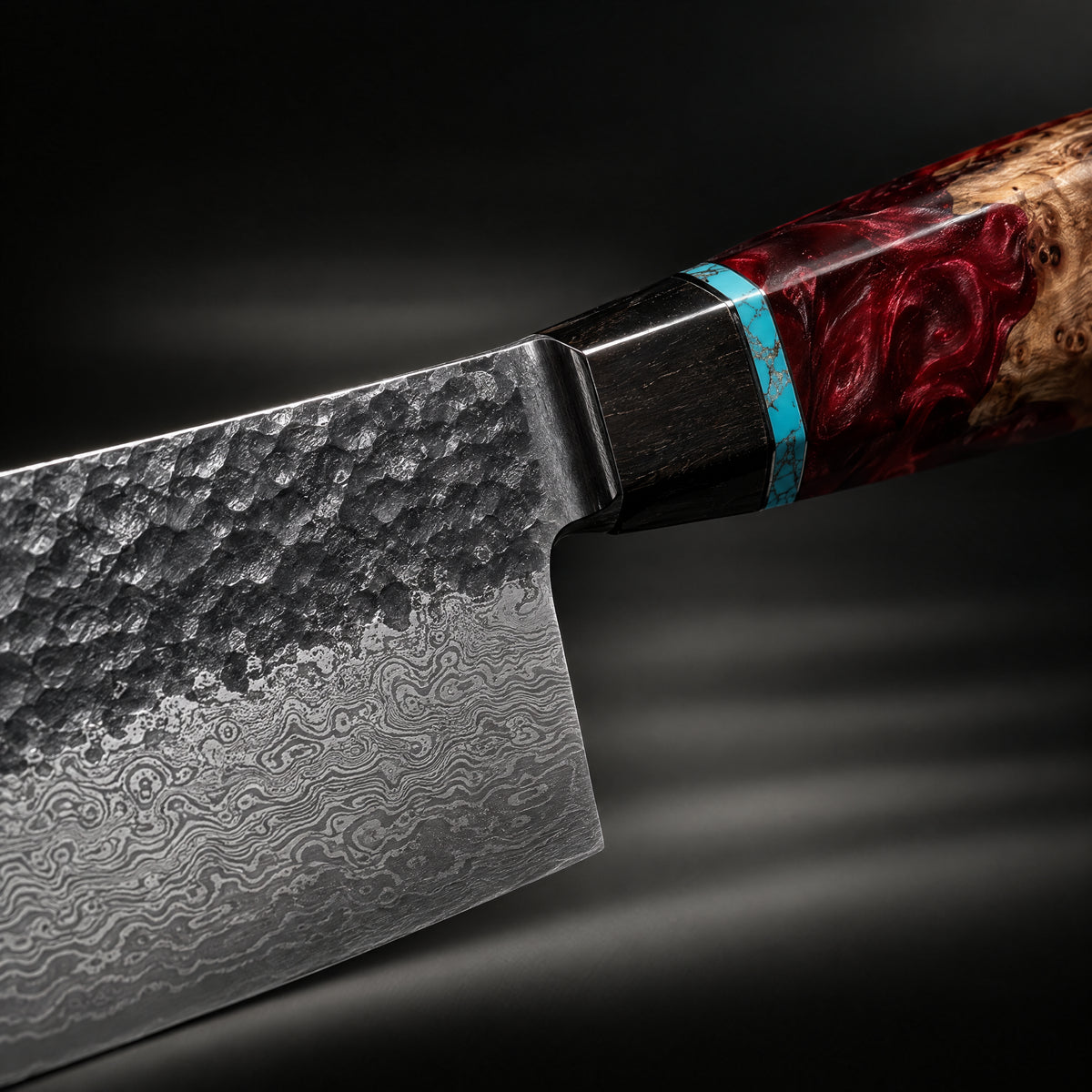 Close-up of the tenryu nakiri knife blade and handle
