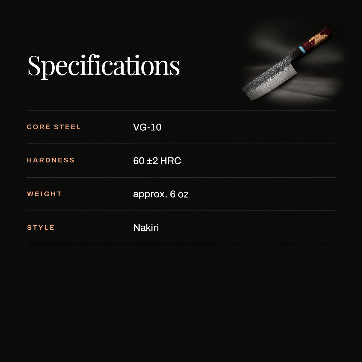 Tenryu Nakiri Knife specifications