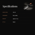 Tenryu Nakiri Knife specifications