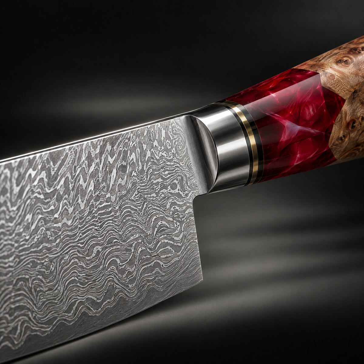 Close-up of the akagi petty knife blade and handle