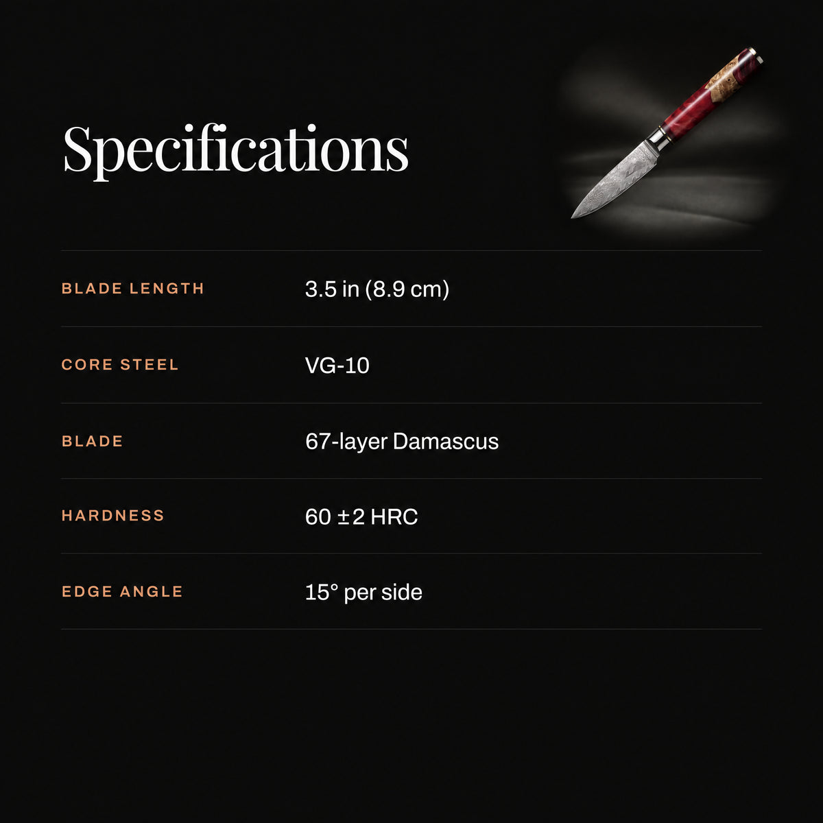 Akagi Paring Knife specifications