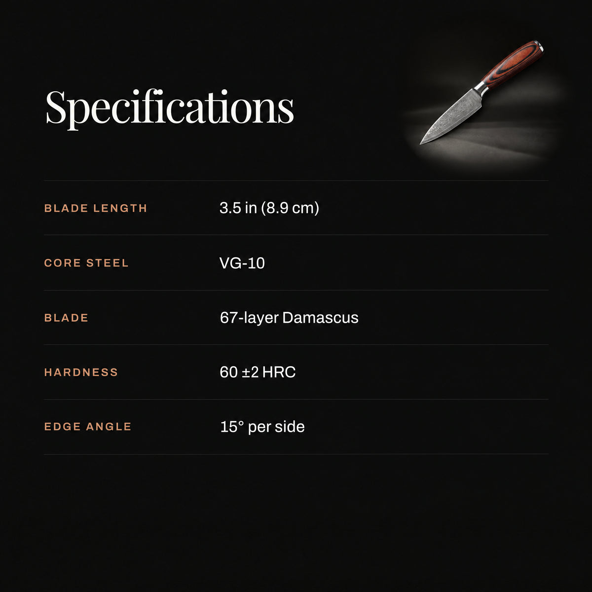Asahi Paring Knife specifications