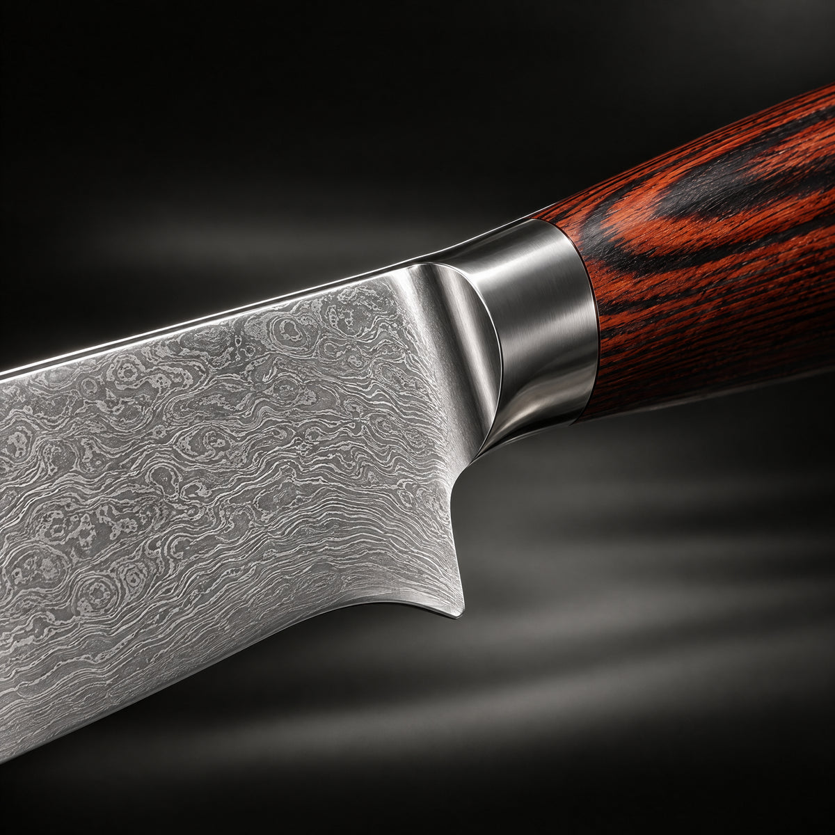 Close-up of the asahi honesuki boning knife blade and handle