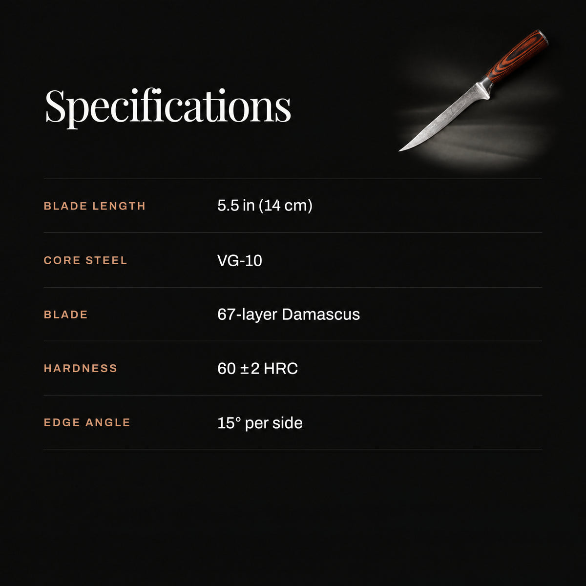 Asahi Honesuki Boning Knife specifications