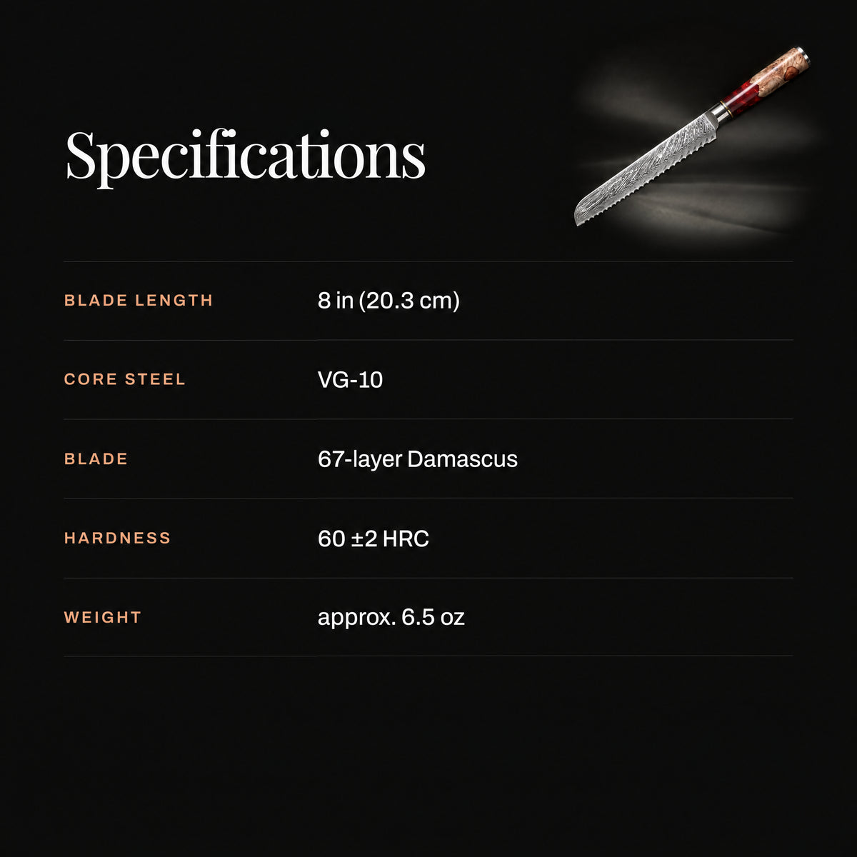 Akagi Bread Knife specifications